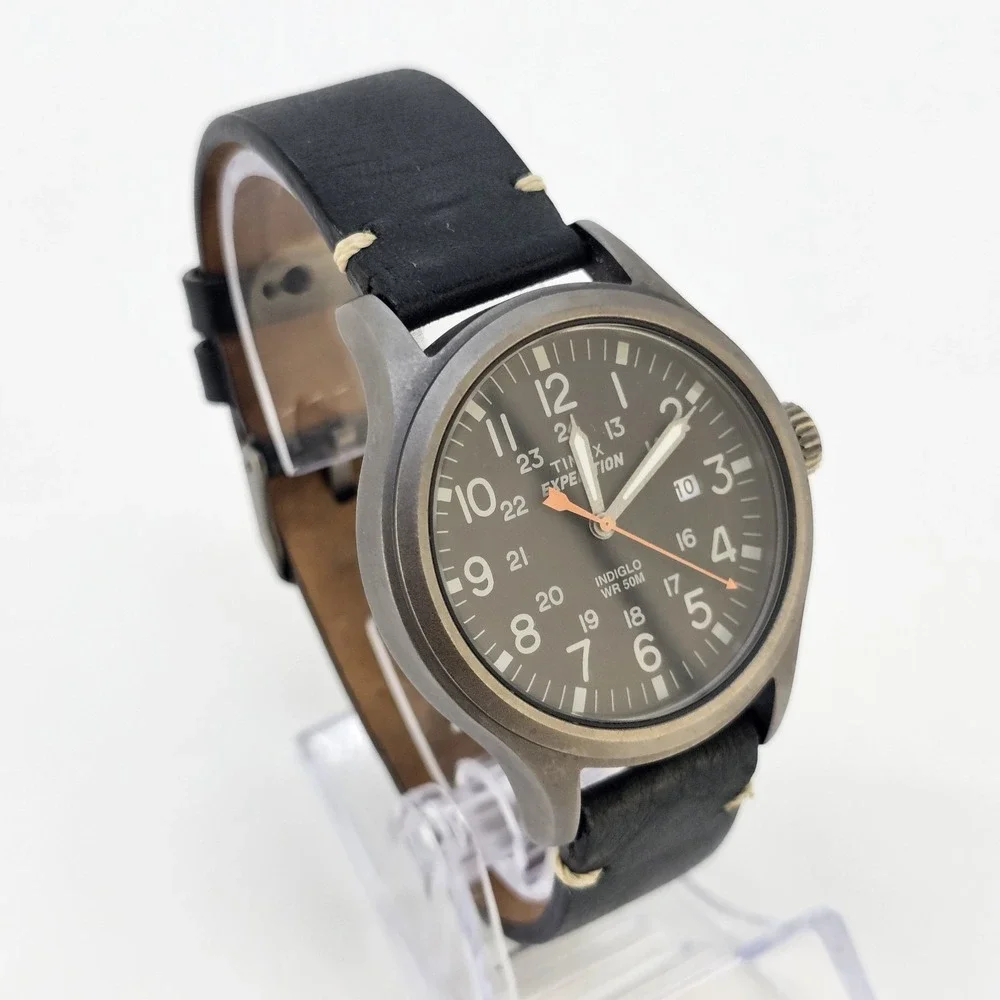 TIMEX Expedition 40MM Men's Watch Black Dial Date Black Bands NEW Battery READ